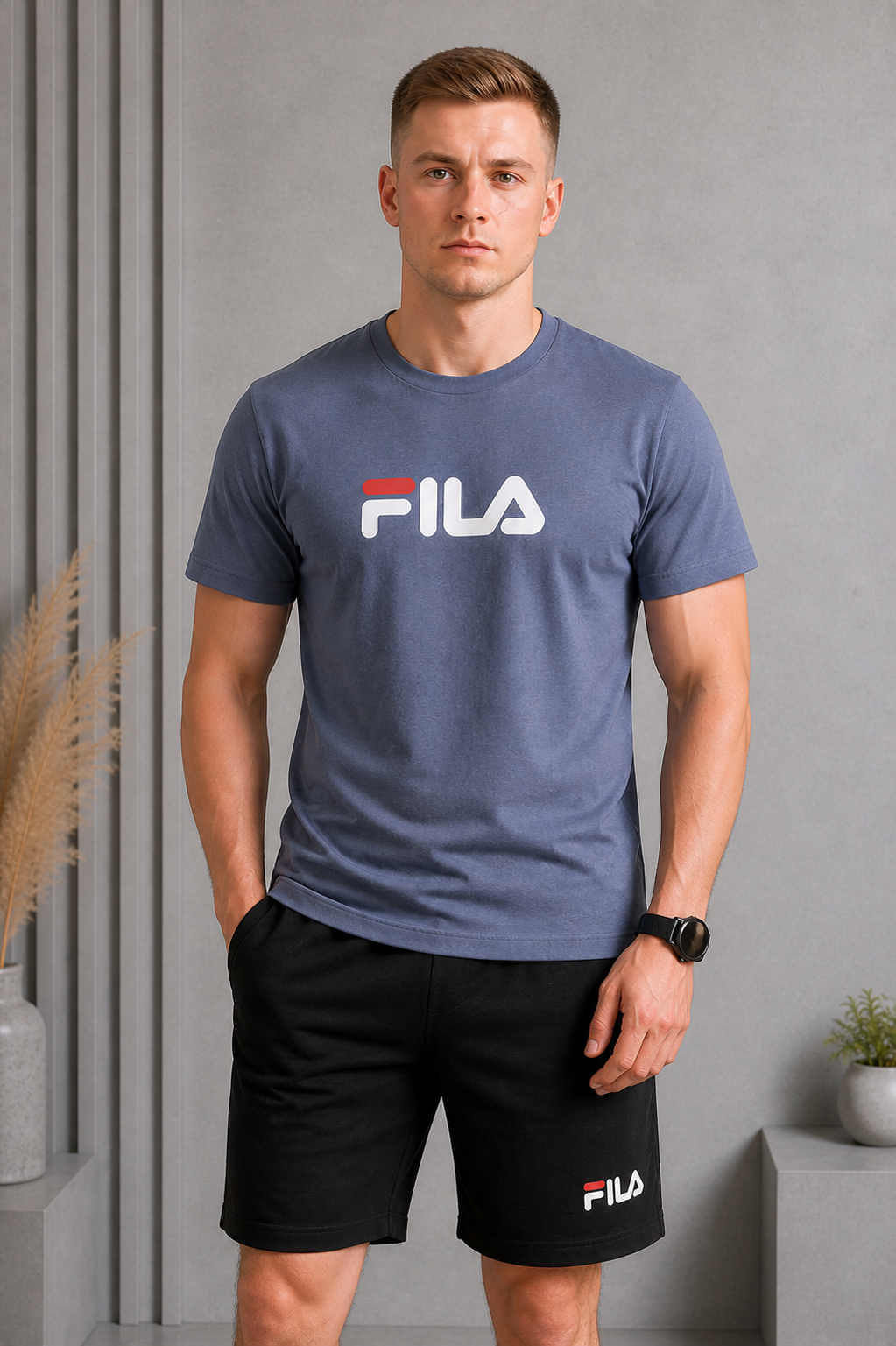 Костюм Fila — блакитний / чорний